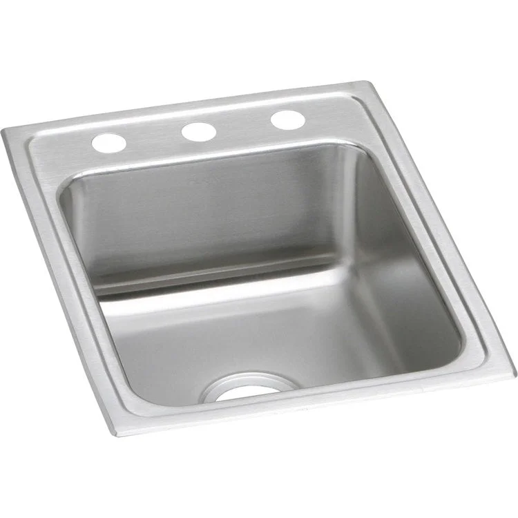 Kitchen Sink Lustertone Classic 17 x 22 Inch Single Bowl 1 Hole ADA Lustrous Satin Drop-In Rectangle Drain Location Rear Center Depth 5-1/2 Inch Bottom Only Pads