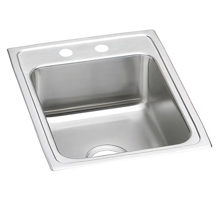 Kitchen Sink Lustertone Classic 17 x 22 Inch Single Bowl MR2 Hole ADA Lustrous Satin Drop-In Rectangle Drain Location Rear Center Depth 5-1/2 Inch Bottom Only Pads