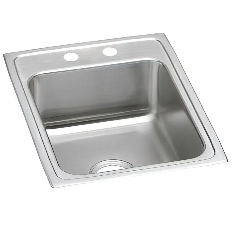 Kitchen Sink Lustertone Classic 17 x 22 Inch Single Bowl MR2 Hole ADA Lustrous Satin Drop-In Rectangle Drain Location Rear Center Depth 6 Inch Bottom Only Pads