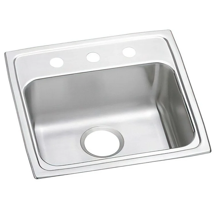 Kitchen Sink Lustertone Gourmet 19 x 18 Inch Single Bowl ADA Lustrous Highlighted Satin Top Mount Rectangle Drain Location Rear Center Depth 4 Inch Full Spray Sides and Bottom