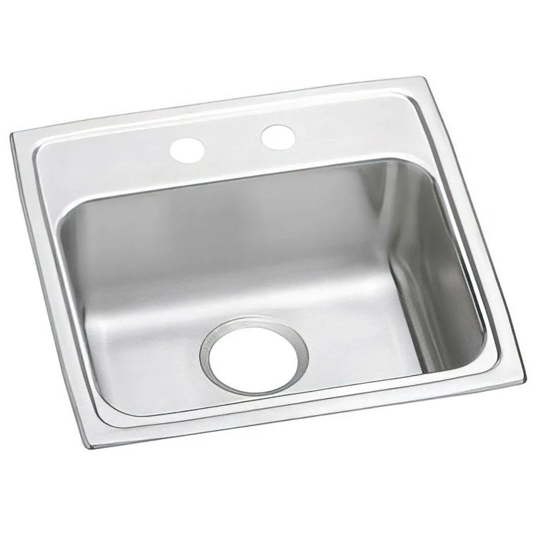 Kitchen Sink Lustertone Gourmet 19 x 18 Inch Single Bowl MR2 Hole ADA Lustrous Highlighted Satin Top Mount Rectangle Drain Location Rear Center Depth 4 Inch Full Spray Sides and Bottom