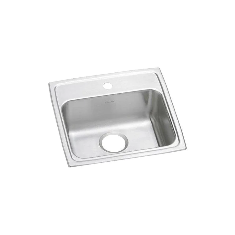 Kitchen Sink Lustertone Classic 19 x 18 Inch Single Bowl 1 Hole ADA Lustrous Satin Drop-In Rectangle Drain Location Rear Center Depth 5-1/2 Inch Bottom Only Pads