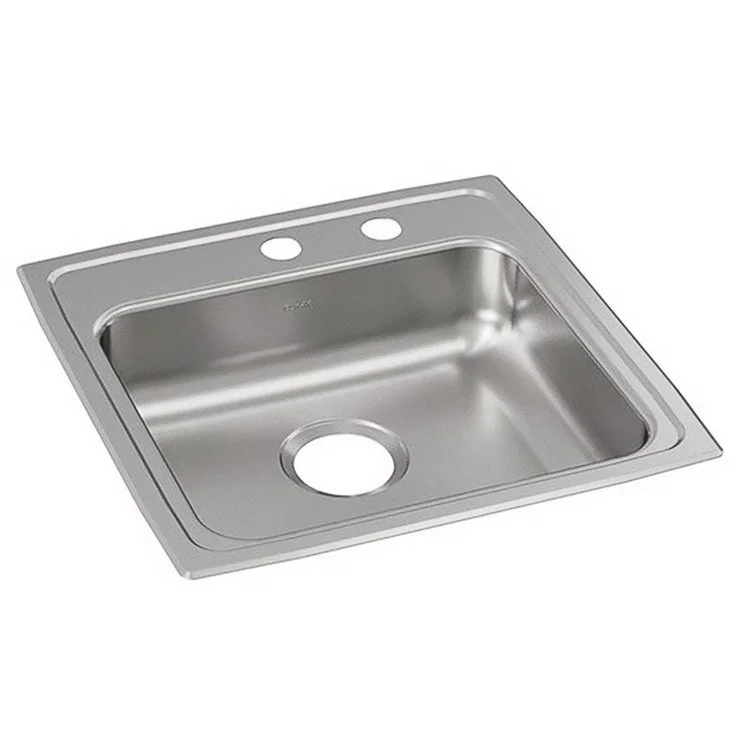 Kitchen Sink Lustertone Classic 19.5 x 19 Inch Single Bowl MR2 Hole ADA Lustrous Satin Drop-In Rectangle Drain Location Rear Center Depth 5 Inch Bottom Only Pads