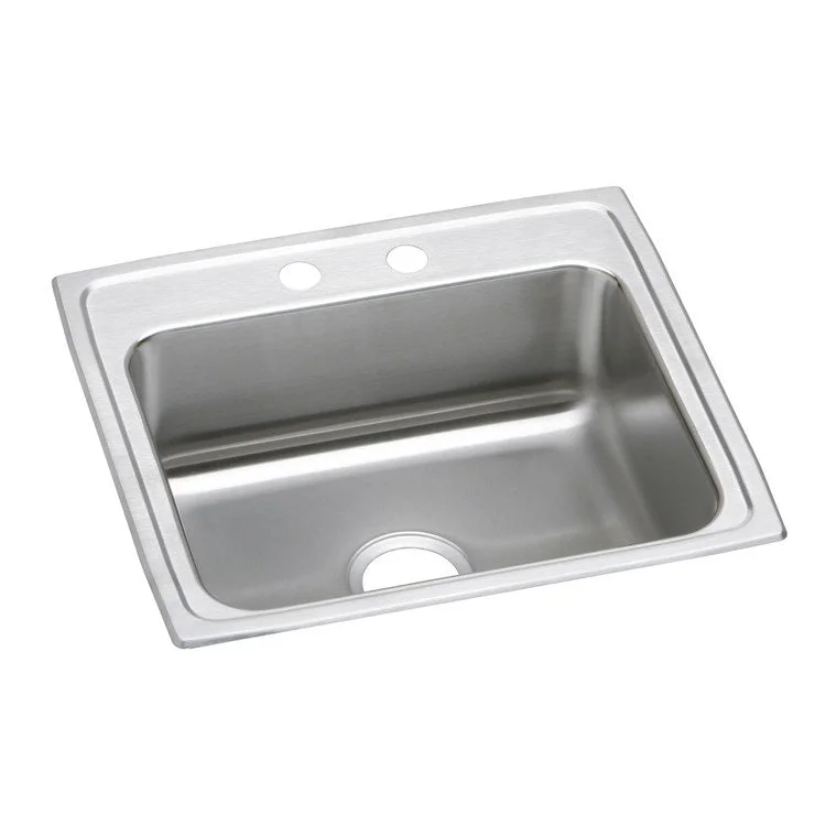 Kitchen Sink Lustertone Classic 22 x 19.5 Inch Single Bowl MR2 Hole ADA Lustrous Satin Drop-In Rectangle Drain Location Rear Center Depth 4 Inch Bottom Only Pads