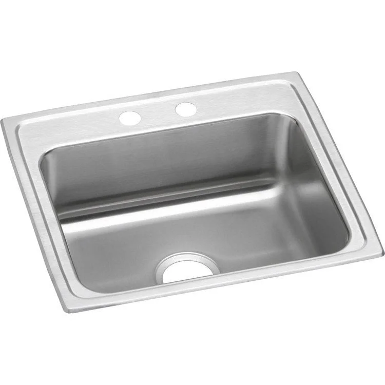 Lustertone Classic 22" Single Bowl ADA Stainless Steel Drop-In Kitchen Sink with 2 Holes