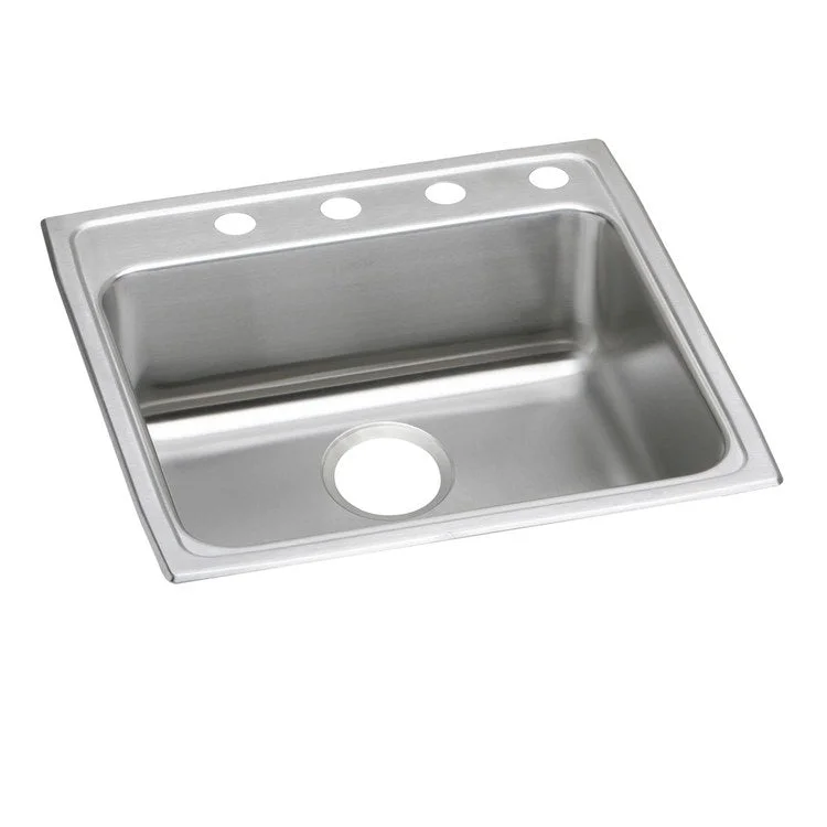 Kitchen Sink Lustertone Classic 22 x 22 Inch Single Bowl 3 Hole ADA Lustrous Highlighted Satin Top Mount Rectangle Drain Location Rear Center Depth 5 Inch Full Spray Sides and Bottom