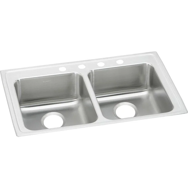 Lustertone Classic 29" Equal Double Bowl ADA Stainless Steel Drop-In Kitchen Sink with 4 Holes