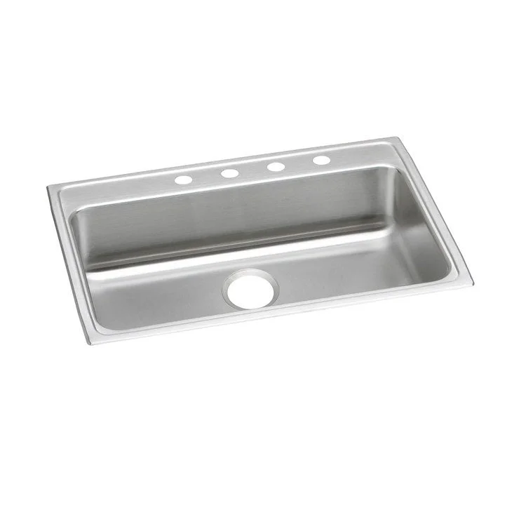 Kitchen Sink Lustertone Classic 31 x 22 Inch Single Bowl 2 Hole ADA Lustrous Satin Drop-In Rectangle Drain Location Rear Center Depth 5 Inch Bottom Only Pads