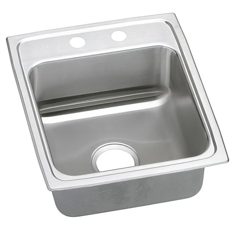 Kitchen Sink Lustertone Classic 17 x 20 Inch Single Bowl 2 Hole ADA Lustrous Satin Drop-In Rectangle Drain Location Rear Center Depth 5 Inch Quick Clip Mounting System Bottom Only Pads