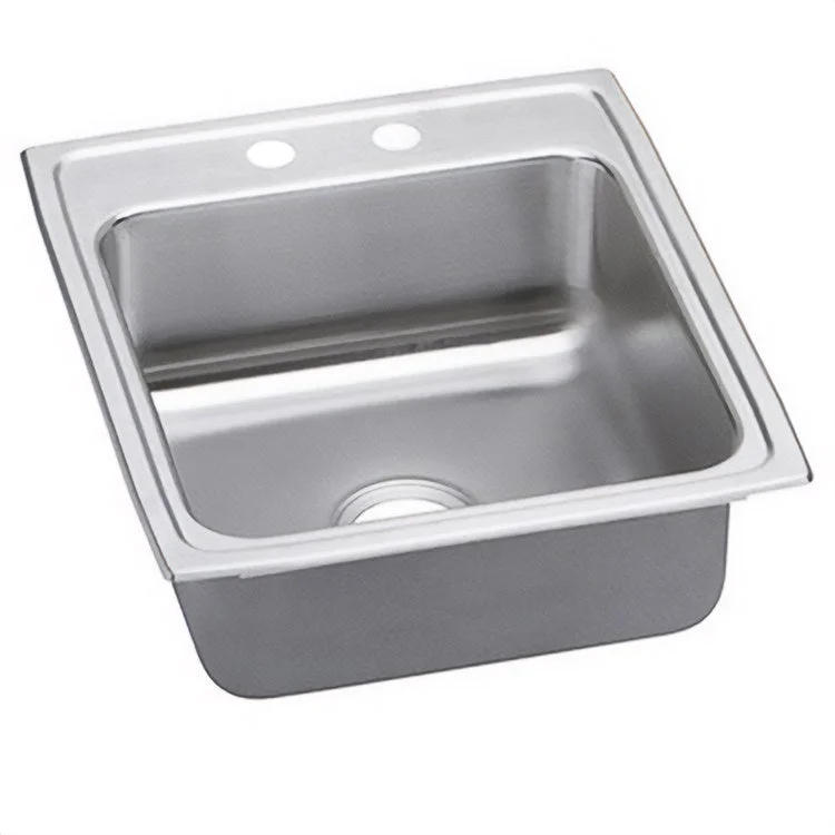 Kitchen Sink Lustertone Classic 19.5 x 22 Inch Single Bowl 2 Hole ADA Lustrous Satin Drop-In Rectangle Drain Location Rear Center Depth 5 Inch Quick Clip Mounting System Bottom Only Pads