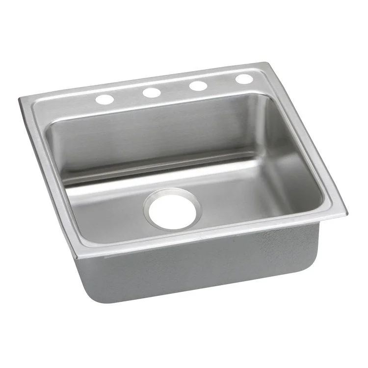 Kitchen Sink Lustertone Classic 22 x 22 Inch Single Bowl ADA Lustrous Highlighted Satin Top Mount Rectangle Drain Location Rear Center Depth 5-1/2 Inch Quick Clip Mounting System Full Spray Sides and Bottom