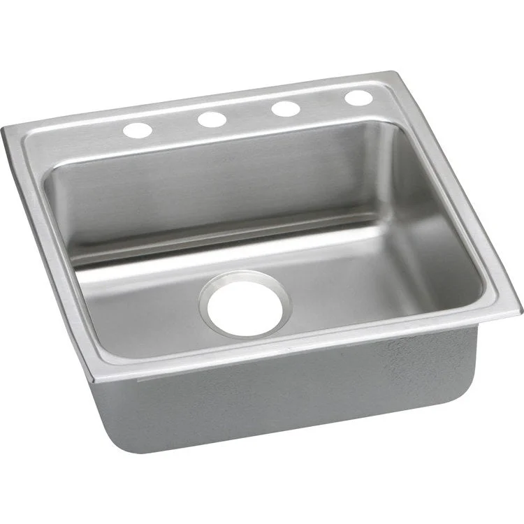 Lustertone Classic 22" Single Bowl ADA Stainless Steel Quick-Clip Drop-In Kitchen Sink with 2 Holes