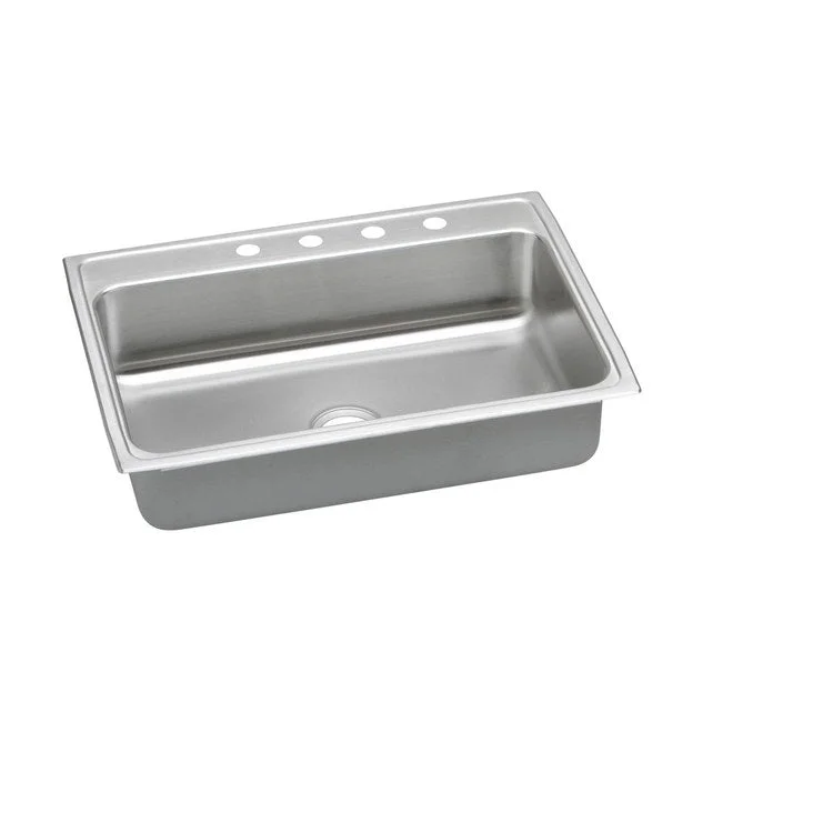 Kitchen Sink Lustertone Classic 31 x 22 Inch Single Bowl 2 Hole ADA Lustrous Satin Drop-In Rectangle Drain Location Rear Center Depth 5 Inch Quick Clip Mounting System Bottom Only Pads