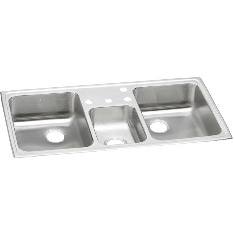 Gourmet Pacemaker 43" Triple Bowl Stainless Steel Drop-In Kitchen Sink with 4 Holes