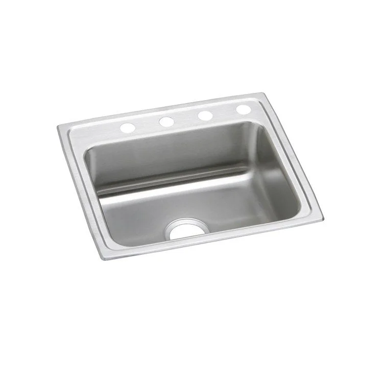 Kitchen Sink Celebrity 25 x 21.25 Inch Single Bowl Brushed Satin Drop-In Drain Location Center Bottom Only Pads