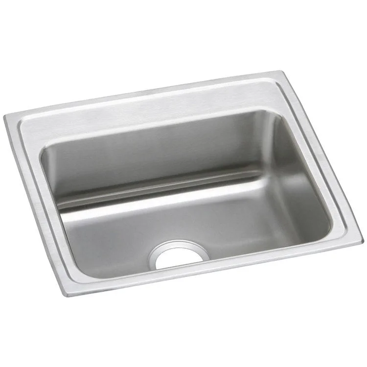 Kitchen Sink Celebrity 25 x 22 Inch Single Bowl Brushed Satin Drop-In Drain Location Center Bottom Only Pads