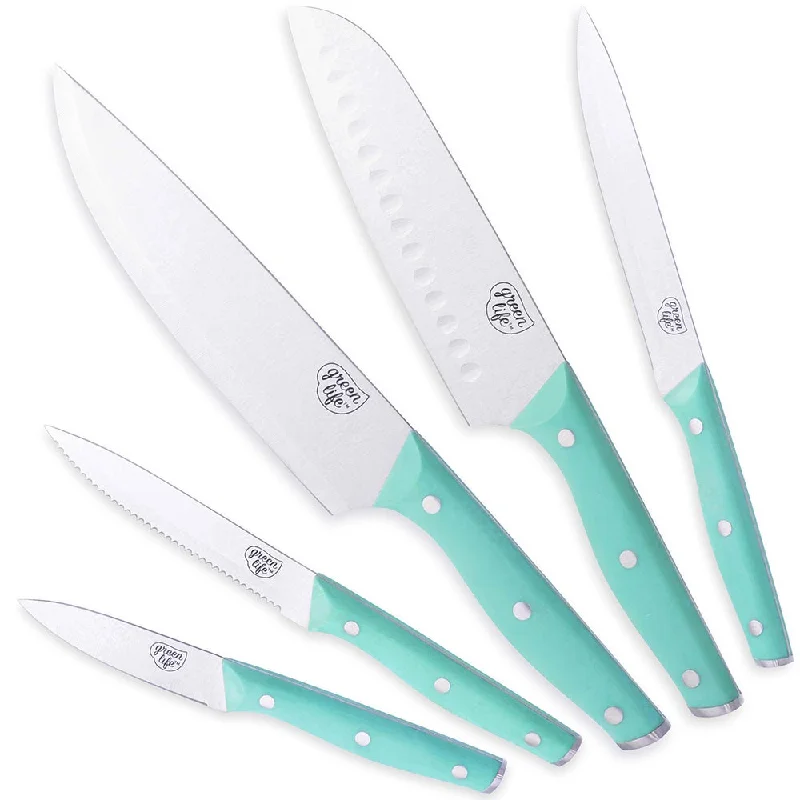 GreenLife High Carbon Stainless 5pc Cutlery Set Turquoise