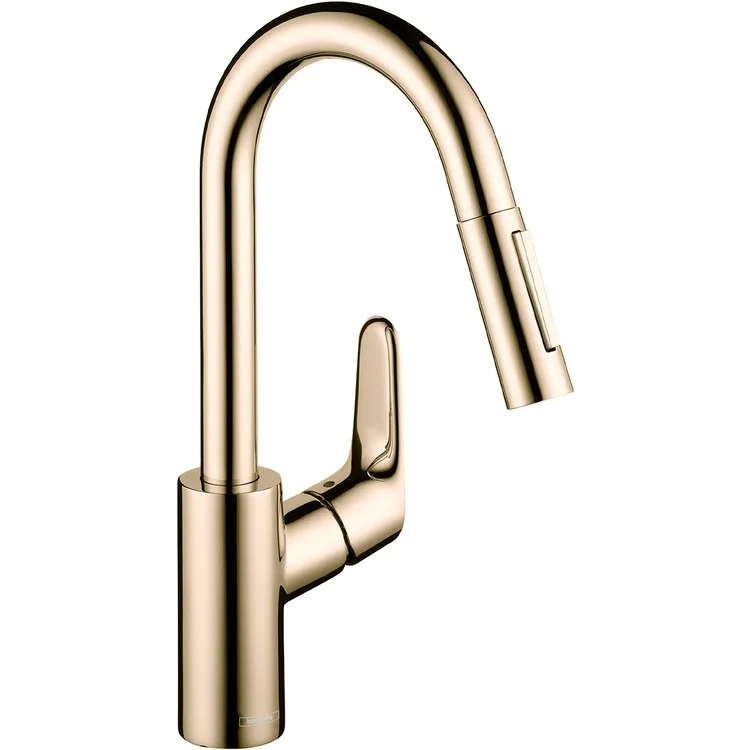 Kitchen Faucet Focus Prep 1 Lever ADA Polished Nickel Pull Down 2 Function 150 Degree Swivel 1.75 Gallons per Minute