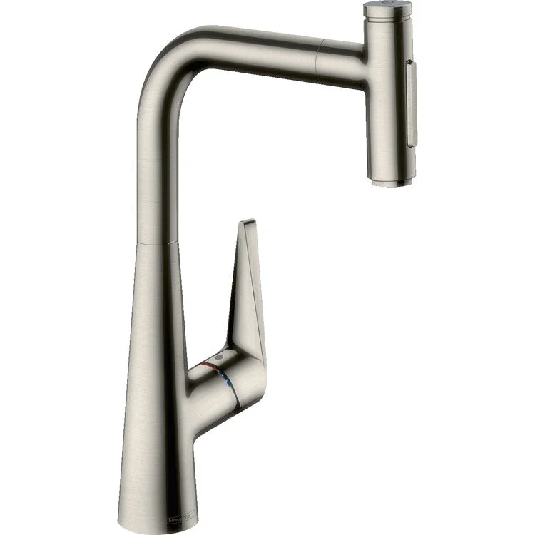 Kitchen Faucet Talis S sBox 1 Lever ADA Steel Optic Pull Down 2 Function High Arc Swivel 1.75 Gallons per Minute