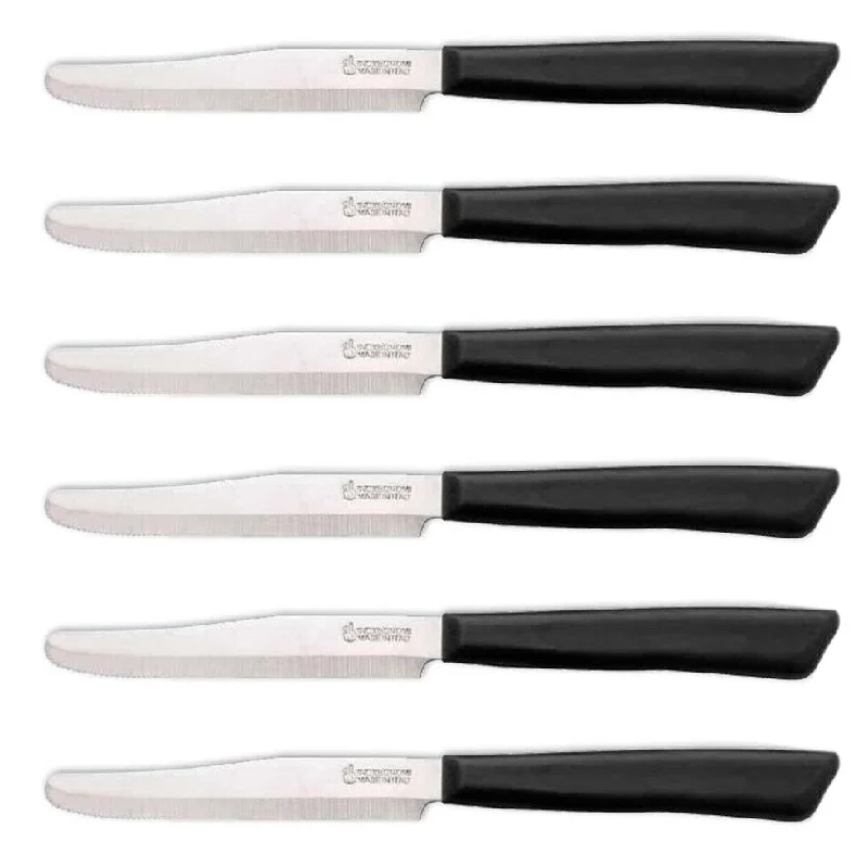 Inoxbonomi Italian Table Stainless Steel Knife 11 cm Black, Set of 6