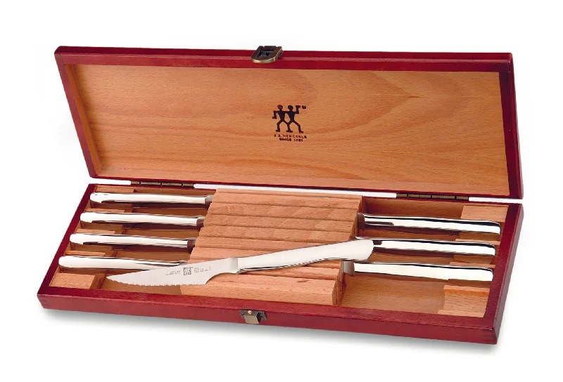 J.A. Henckels International - 8pc SSteel Serrated Steak Knife Set w/ Wood Gift Box