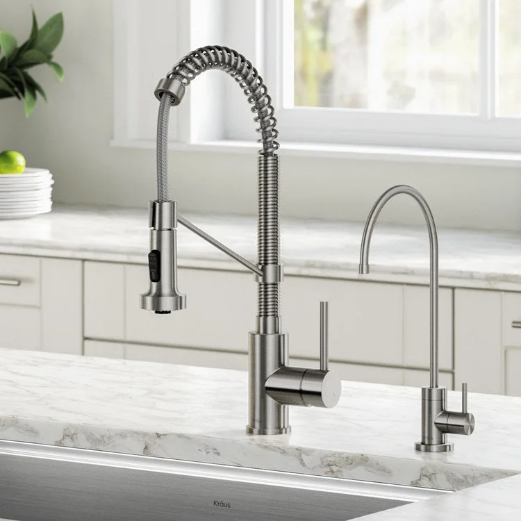 Bolden Commercial-Style Pull Down Kitchen Faucet and Purita Water Filter Faucet Combo