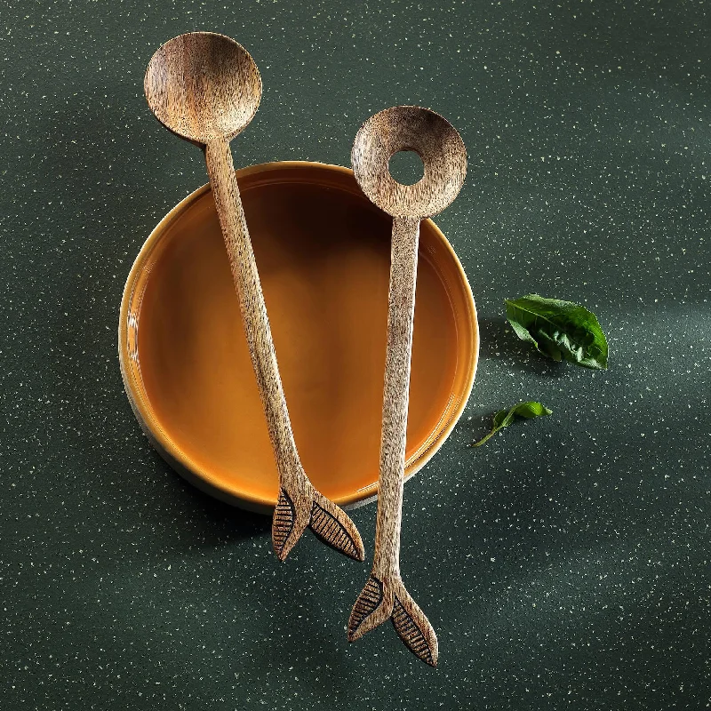 Mango Salad Spoon Set Of 2 Natural