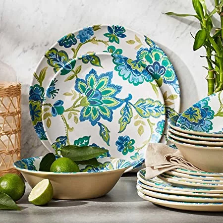 Member's Mark Melamine Dinnerware Flowery Set - 18-pieces