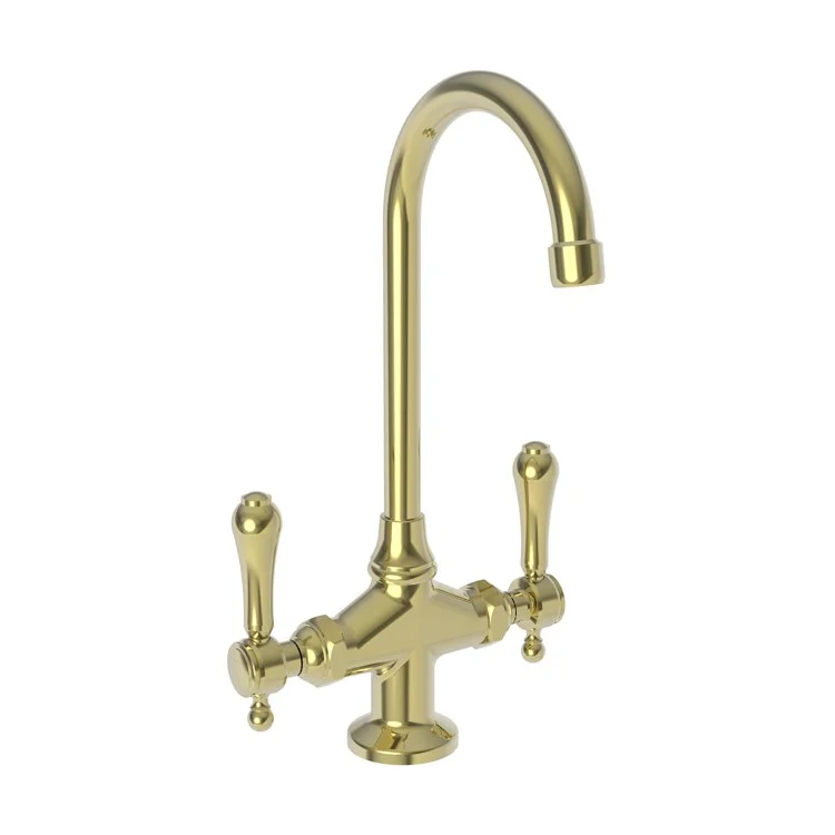 Bar Faucet Chesterfield 2 Lever ADA Polished Brass Uncoated Living Spout Height 10 Inch