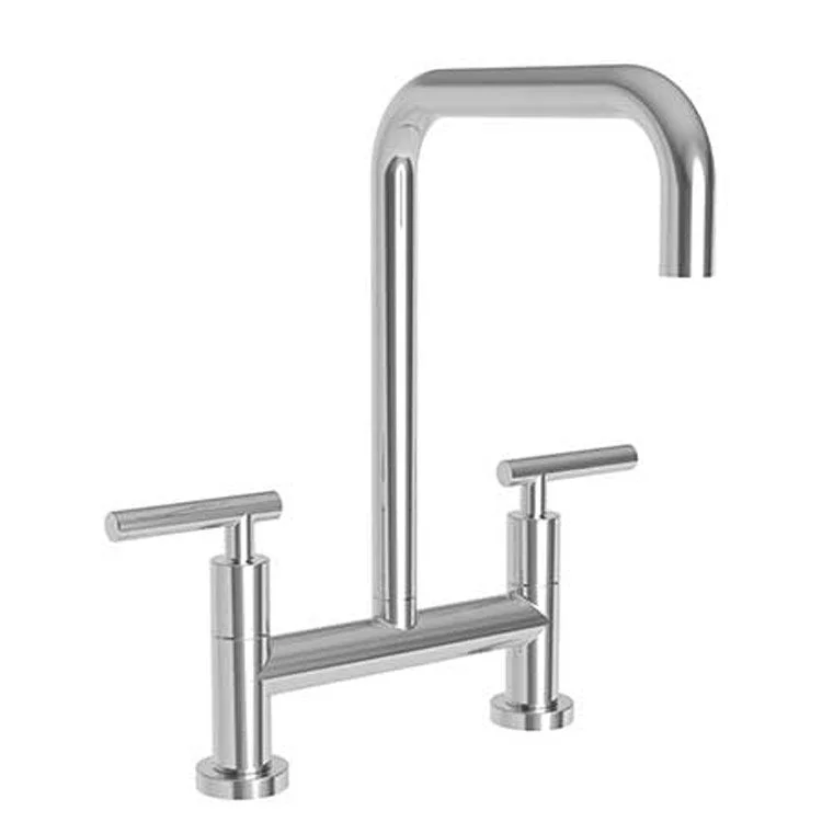 Kitchen Faucet East Square Bridge 8 Inch Spread 2 Lever ADA Flat Black Spout Height 11-1/5 Inch 1.8 Gallons per Minute