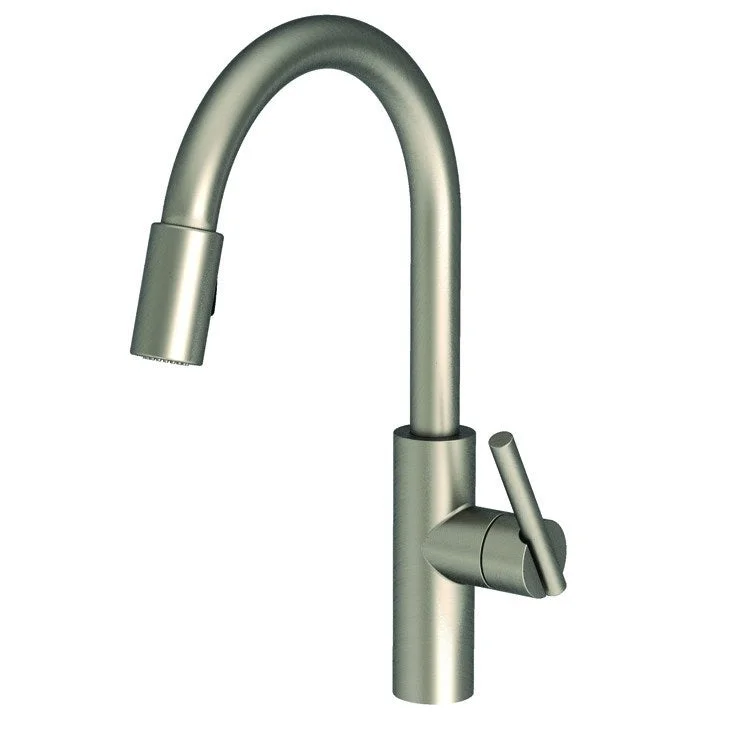 Kitchen Faucet East Linear 1 Lever ADA Antique Nickel Pull Down Spout Height 9-1/7 Inch 1.8 Gallons per Minute