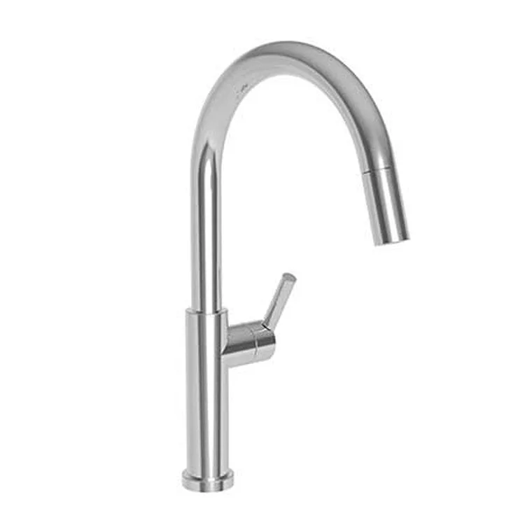 Kitchen Faucet East Linear 1 Lever ADA Polished Nickel Pull Down Spout Height 10 Inch 1.8 Gallons per Minute