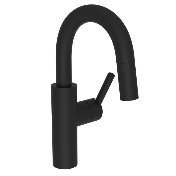 Bar Faucet East Linear 1 Lever ADA Flat Black Pull-Down Swivel Brass Spout Height 7-1/2 Inch 1.8 Gallons per Minute