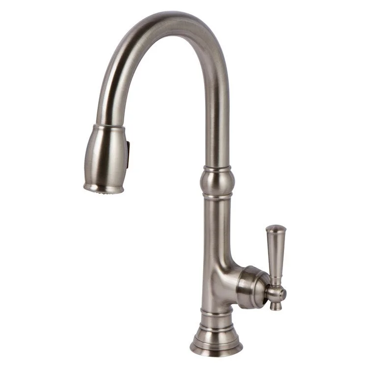 Kitchen Faucet Jacobean 1 Lever ADA Antique Nickel Pull Down Spout Height 9-4/5 Inch 1.8 Gallons per Minute