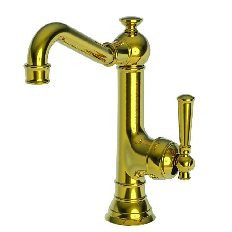 Bar Faucet Jacobean 1 Lever ADA Polished Brass Uncoated Living Rotating Brass Spout Height 7-3/4 Inch 1.8 Gallons per Minute