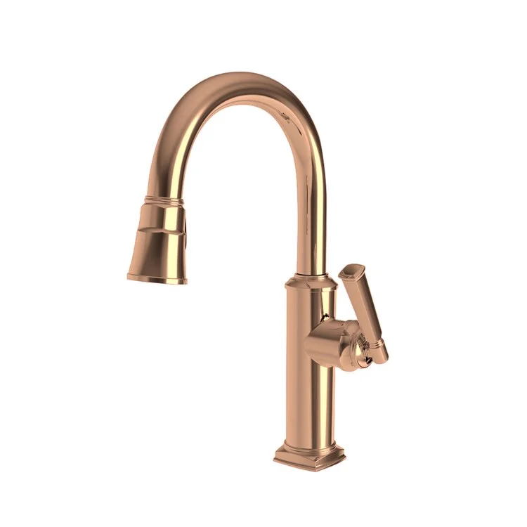 Bar Faucet Zemora 1 Lever ADA Antique Copper Pull Down Swivel Brass Spout Height 8-1/3 Inch 1.8 Gallons per Minute