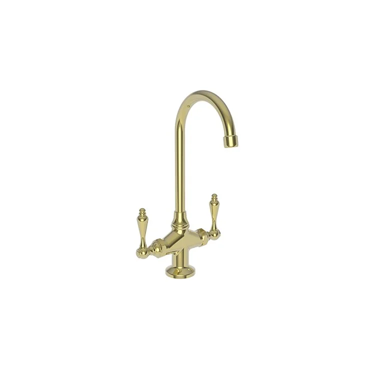 Bar Faucet Nadya 2 Lever ADA Polished Brass Uncoated Living Spout Height 10 Inch