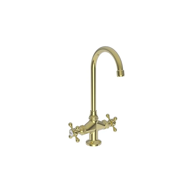 Bar Faucet Chesterfield 2 Cross ADA Polished Brass Uncoated Living Spout Height 10 Inch