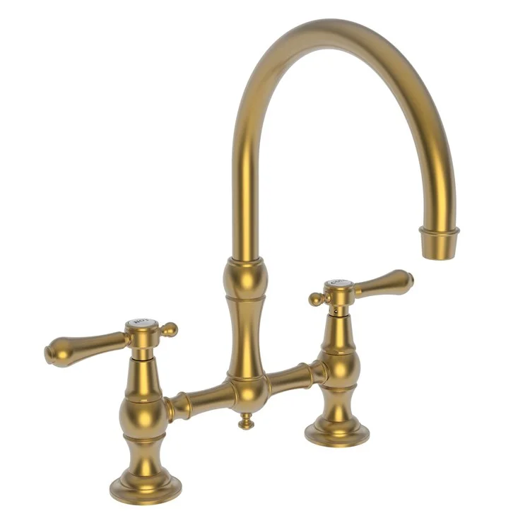 Kitchen Faucet Chesterfield Bridge 8 Inch Spread 2 Lever ADA Satin Bronze PVD Swivel 2 Hole 1.8 Gallons per Minute