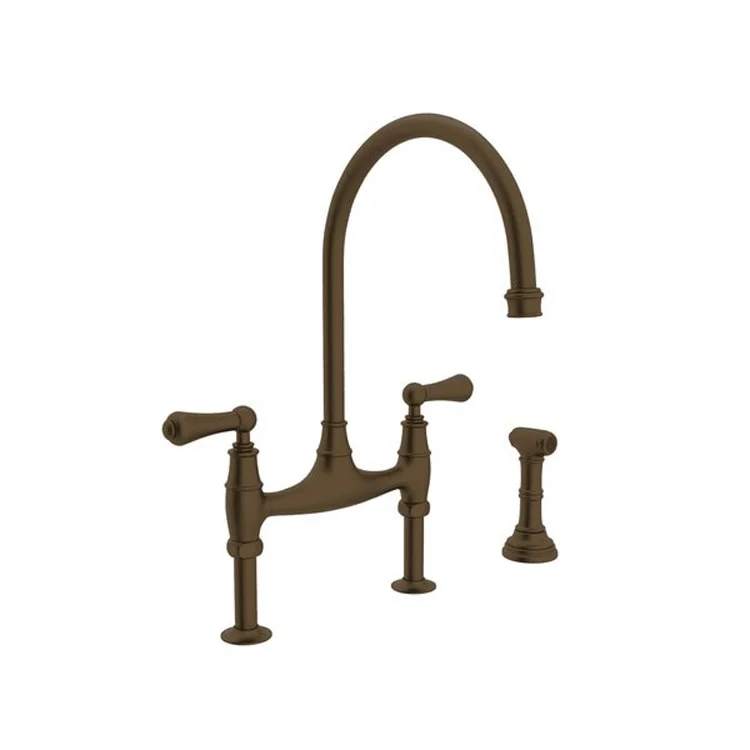 Kitchen Faucet Georgian Era 7-7/8 Inch Spread 2 Lever English Bronze Bridge Swivel Spout 1.8 Gallons per Minute