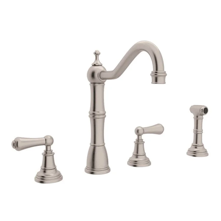 Kitchen Faucet Edwardian 2 Lever Satin Nickel Swivel Spout 1.8 Gallons per Minute