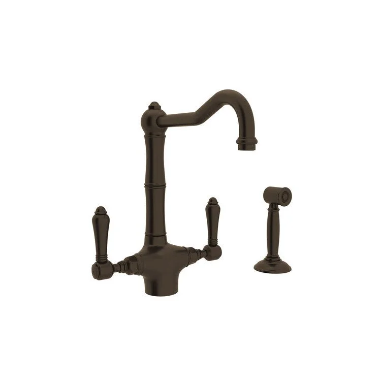 Kitchen Faucet Acqui with Sidespray 2 Metal Lever Tuscan Brass 11-29/64 Inch Column Spout 1.5 Gallons per Minute