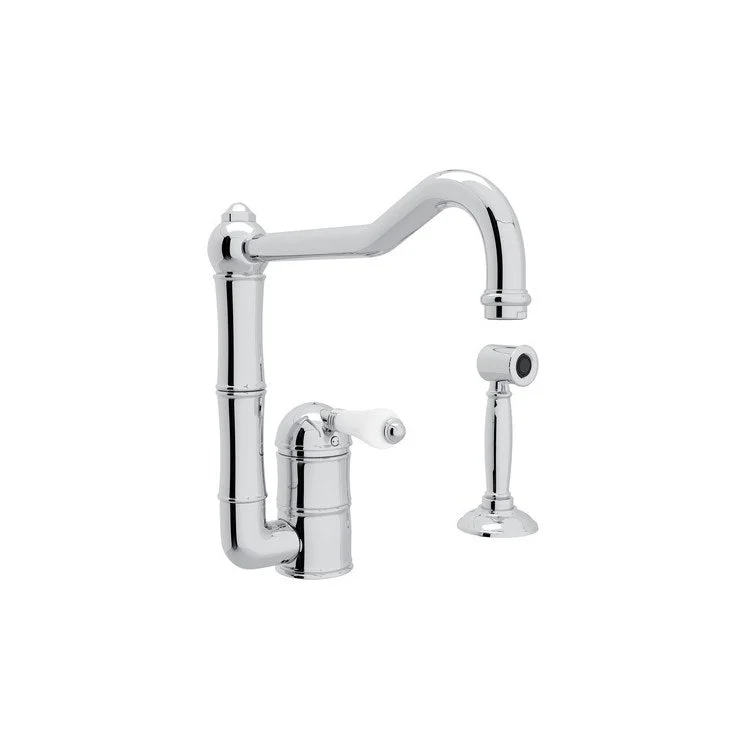 Kitchen Faucet Acqui with Sidespray Column Spout 1 Porcelain Lever Polished Chrome 1.5 Gallons per Minute Brass