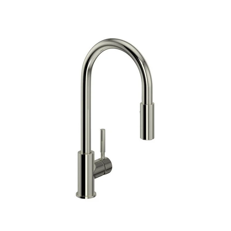 Kitchen Faucet Lux Side Handle Pull Down 1 Metal Lever Polished Nickel 8-1/2 Inch 1.8 Gallons per Minute