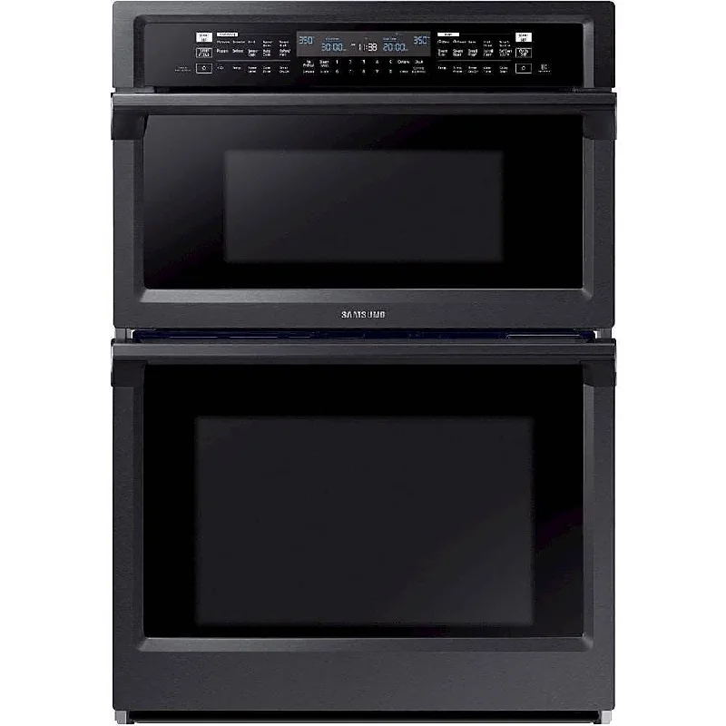 Samsung 30" Microwave Combination Wall Oven with Steam Cook and WiFi Fingerprint Resistant Black Stainless Steel