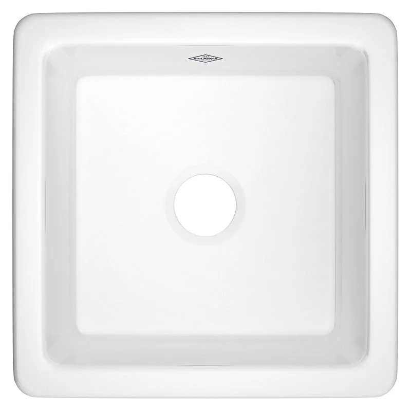 Shaker 18.13" x 18.13" x 7.5" Fireclay Single-Basin Dual-Mount Kitchen Sink in White