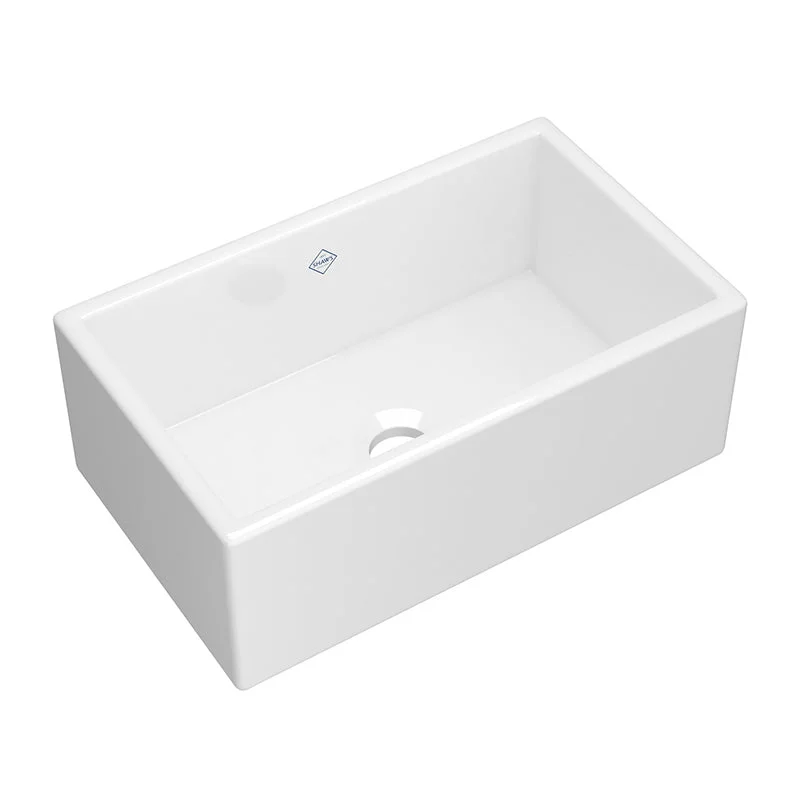 Shaker 18" x 30" x 11.19" Fireclay Single-Basin Farmhouse Kitchen Sink in White