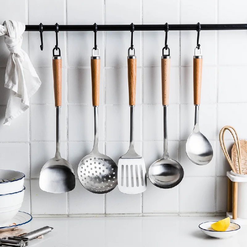 Stainless Steel Kitchen Utensils + Holder