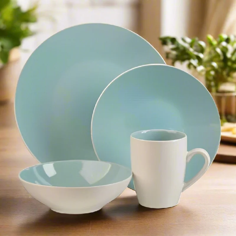 Thomson Luna Aqua Stoneware Dinnerware Set 16-piece