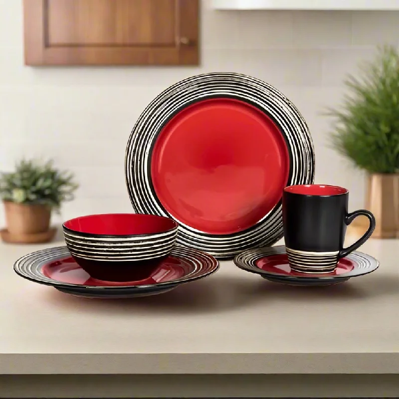 Thomson Tahiti Carmine Stoneware Dinnerware Set - 16pc